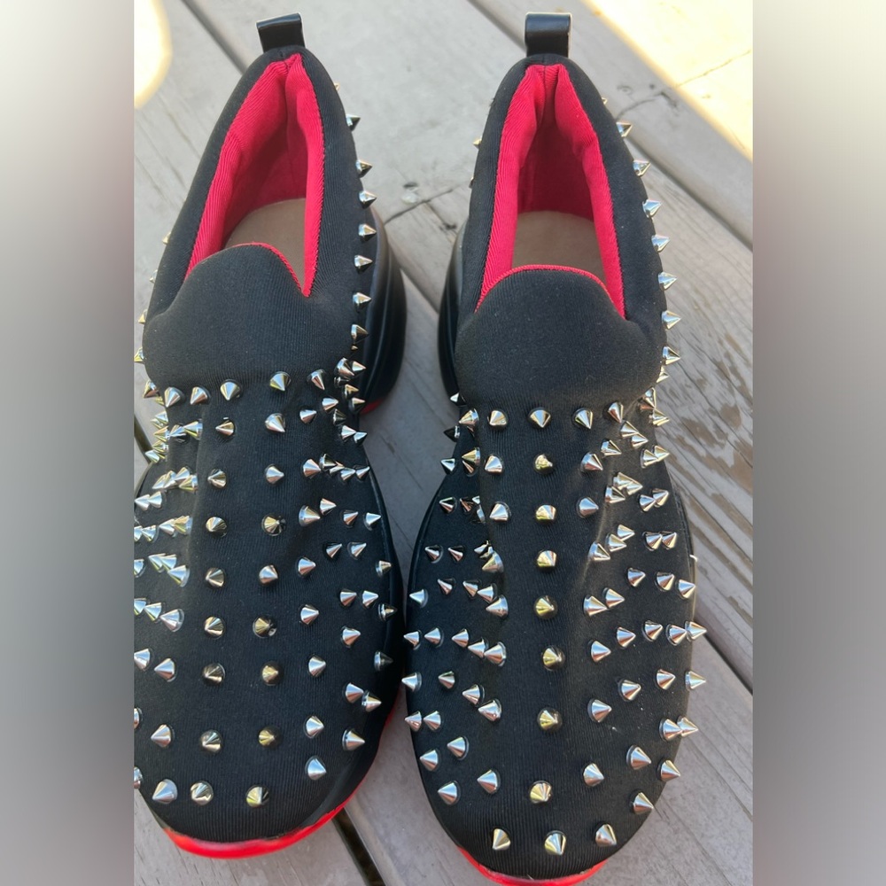 Christian L Spike Sock 'Black' red bottom new unisex